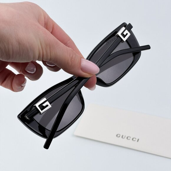 Gucci Women BRAND NEW Sunglasses Black Grey Cat Eye GG1681S 001